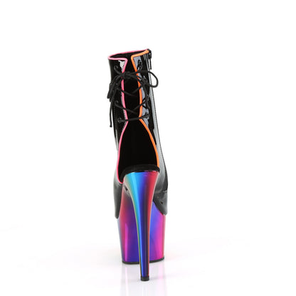 ADORE-1018RC-02 Pleaser Black Rainbow 7 Inch Exotic Pole Ankle Boots