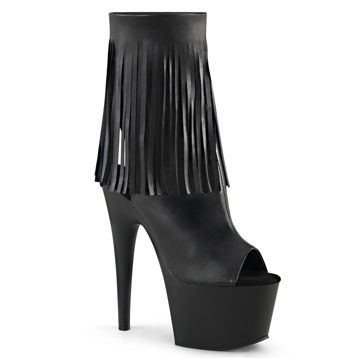 ADORE-1019 Pleaser Black 7 Inch Pole Dancing Ankle Boots Black Faux Leather Black Matte