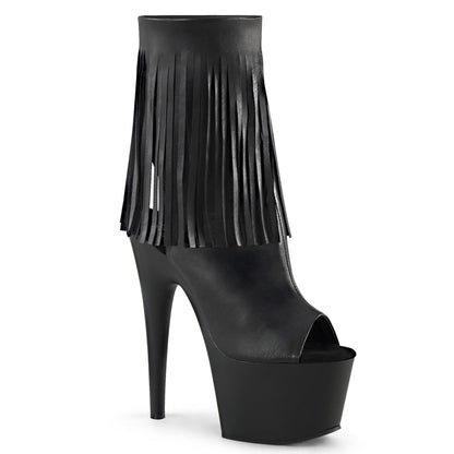 ADORE-1019 Pleaser Black 7 Inch Pole Dancing Ankle Boots Black Faux Leather Black Matte