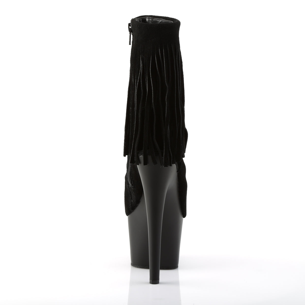 Pleaser ADORE-1019 Black Suede / Black Matte Open Toe Platform Ankle Boots - 7 Inch Heels