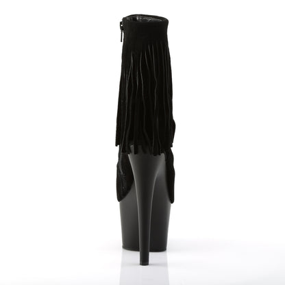 Pleaser ADORE-1019 Black Suede / Black Matte Open Toe Platform Ankle Boots - 7 Inch Heels