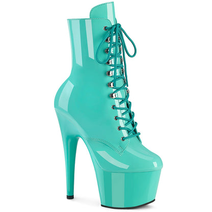 ADORE-1020 Pleaser Aqua Patent 7 Inch Exotic Dancing Ankle Boots Aqua Pat Aqua