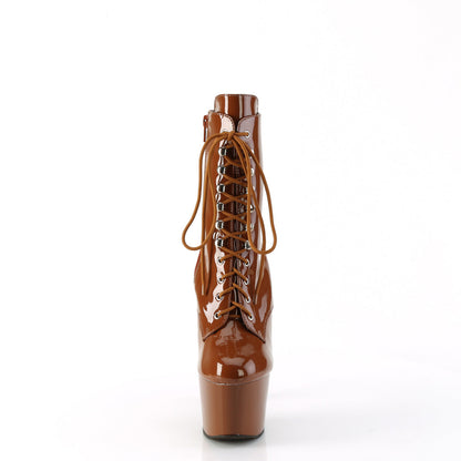 ADORE-1020 Pleaser Caramel 7 Inch Pole Heels Ankle Boots