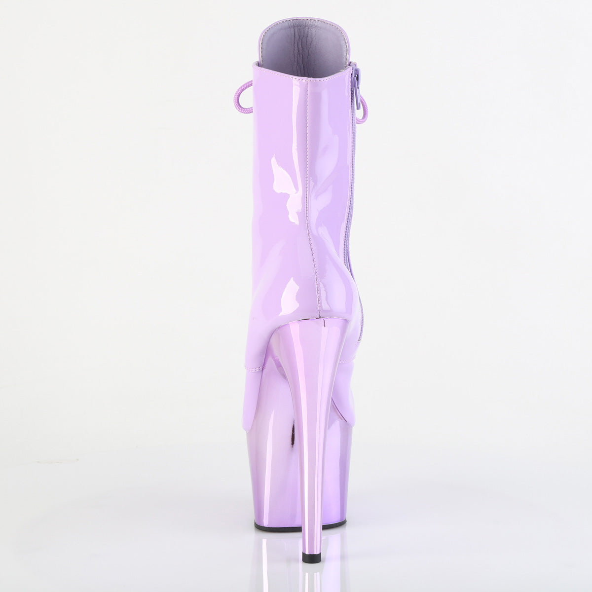 Pleaser ADORE-1020 Lavender / Lavender Chrome Lace-Up Platform Ankle Boots - 7 Inch Heels