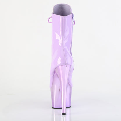 Pleaser ADORE-1020 Lavender / Lavender Chrome Lace-Up Platform Ankle Boots - 7 Inch Heels