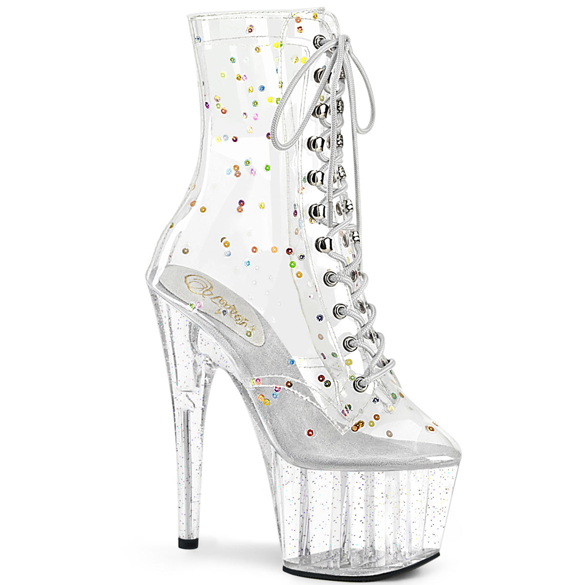 ADORE-1020C-2 Pleaser Clear 7 Inch Ladies Fetish Ankle Boots Clr TPU Clr