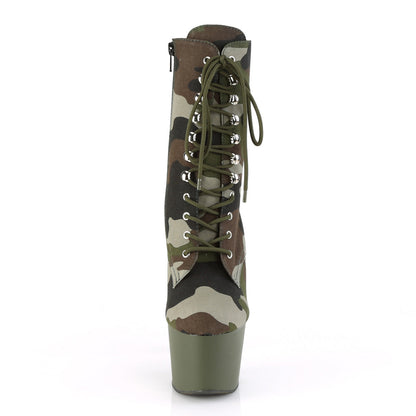 ADORE-1020CAMO Pleaser Green Camo 7 Inch Pole Dance Ankle Boots