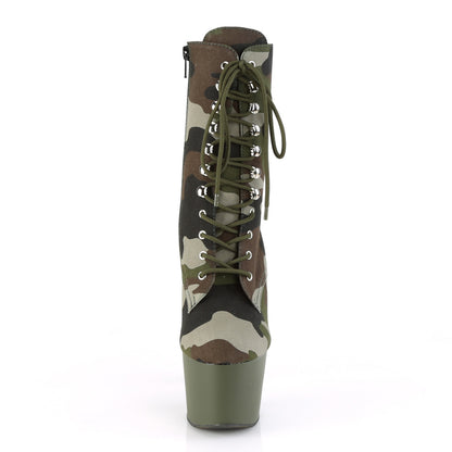 ADORE-1020CAMO Pleaser Green Camo 7 Inch Pole Dance Ankle Boots