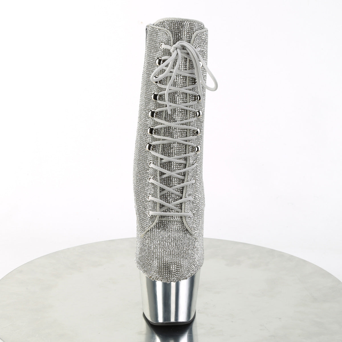 ADORE-1020CHRS Pleaser Silver 7 Inch Pole Dance Ankle Boots