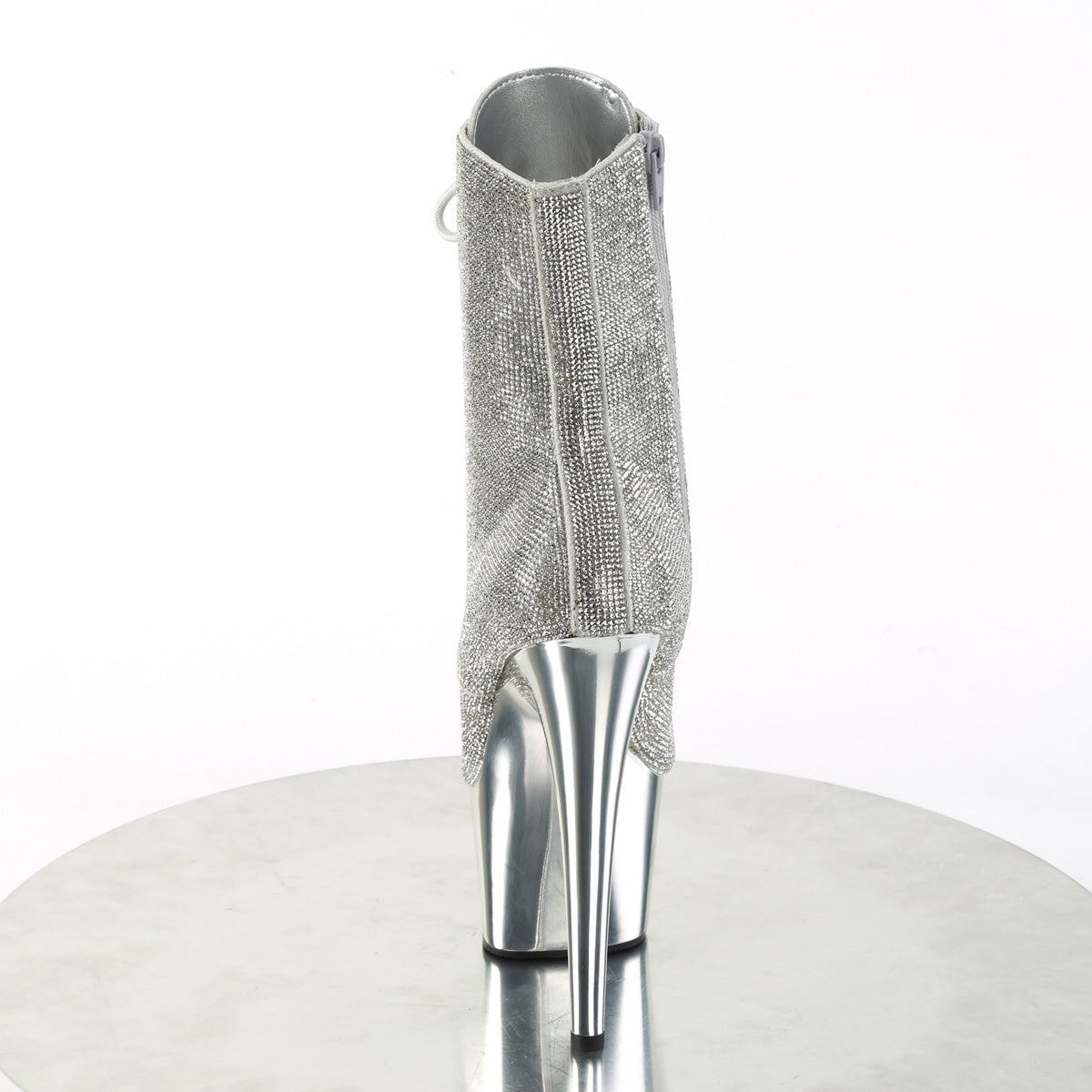 ADORE-1020CHRS Pleaser Silver 7 Inch Pole Dance Ankle Boots