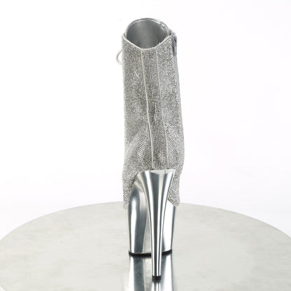 ADORE-1020CHRS Pleaser Silver 7 Inch Pole Dance Ankle Boots