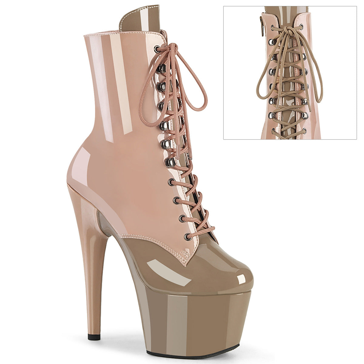 ADORE-1020DC Pleaser Dusty Pink 7 Inch Platform Ankle Boots Dusty Pink-Sand Pat M