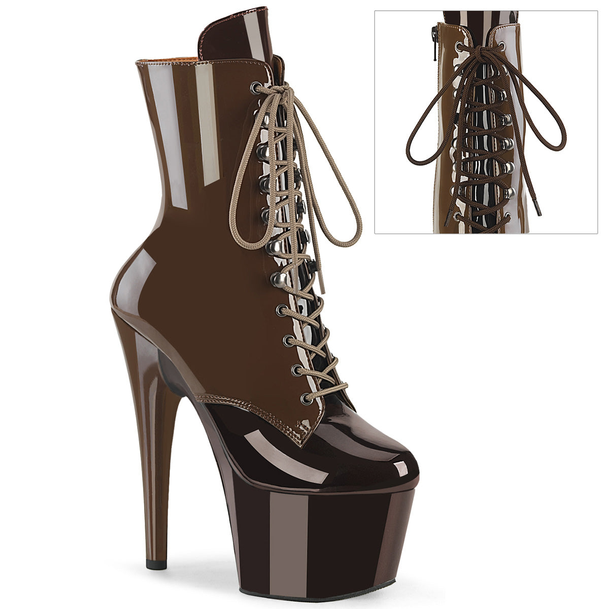 ADORE-1020DC Pleaser Mocha 7 Inch Pole Dancer Ankle Boots Mocha-Coffee Pat M
