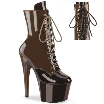 ADORE-1020DC Pleaser Mocha 7 Inch Pole Dancer Ankle Boots Mocha-Coffee Pat M