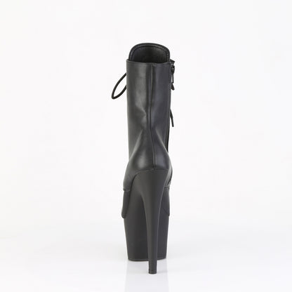 Pleaser ADORE-1020ESC Black / Black Matte Lace-Up Platform Ankle Boots - 7 Inch Heels