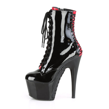 ADORE-1020FH Pleaser Black Red 7 Inch Pole Dancing Ankle Boots