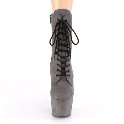 ADORE-1020FS Pleaser Grey Faux Suede 7 Inch Pole Dance Ankle Boots