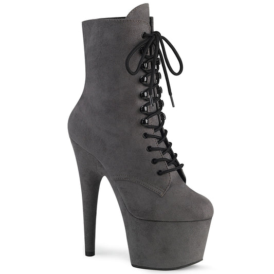 ADORE-1020FS Pleaser Grey Faux Suede 7 Inch Pole Dance Ankle Boots