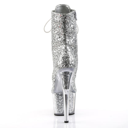 ADORE-1020G Pleaser Silver Glitter 7 Inch Exotic Dance Ankle Boots