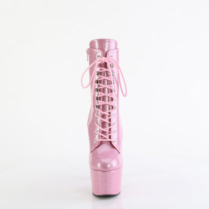 ADORE-1020GP Pleaser Baby Pink Glitter 7 Inch Fetish Platform Ankle Boots