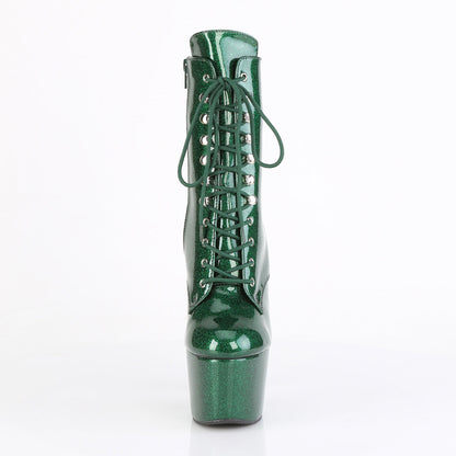 ADORE-1020GP Pleaser Emerald Green 7 Inch Glitter Platform Ankle Boots