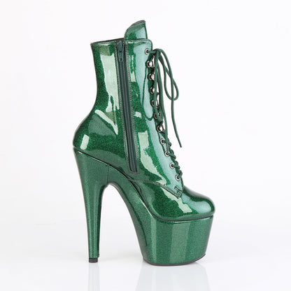ADORE-1020GP Pleaser Emerald Green 7 Inch Glitter Platform Ankle Boots