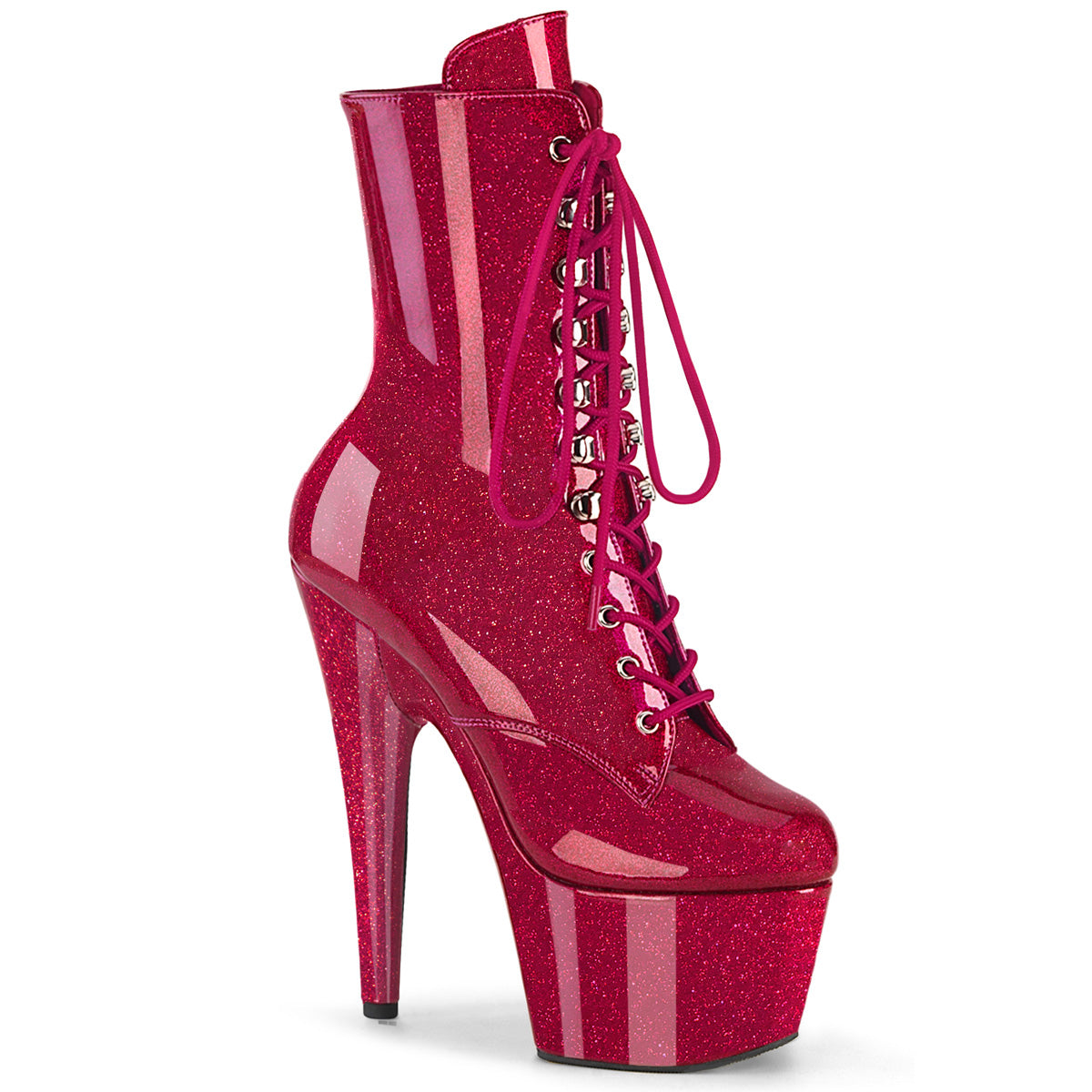 ADORE-1020GP Pleaser Fuchsia 7 Inch Glitter Glamour Ankle Boots Fuchsia Glitter Pat M