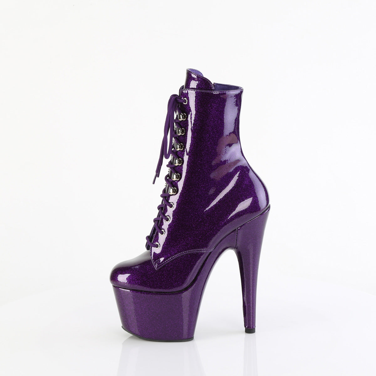 ADORE-1020GP Pleaser Purple Glitter 7 Inch Lap Dance Ankle Boots