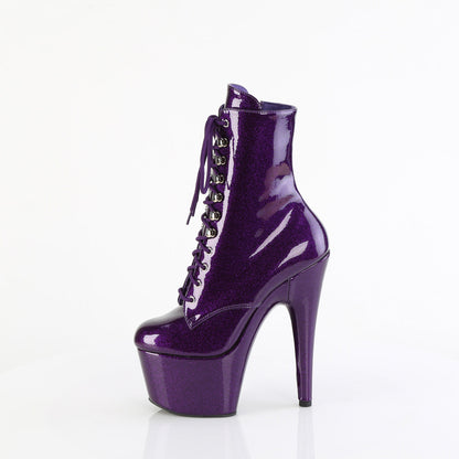 ADORE-1020GP Pleaser Purple Glitter 7 Inch Lap Dance Ankle Boots