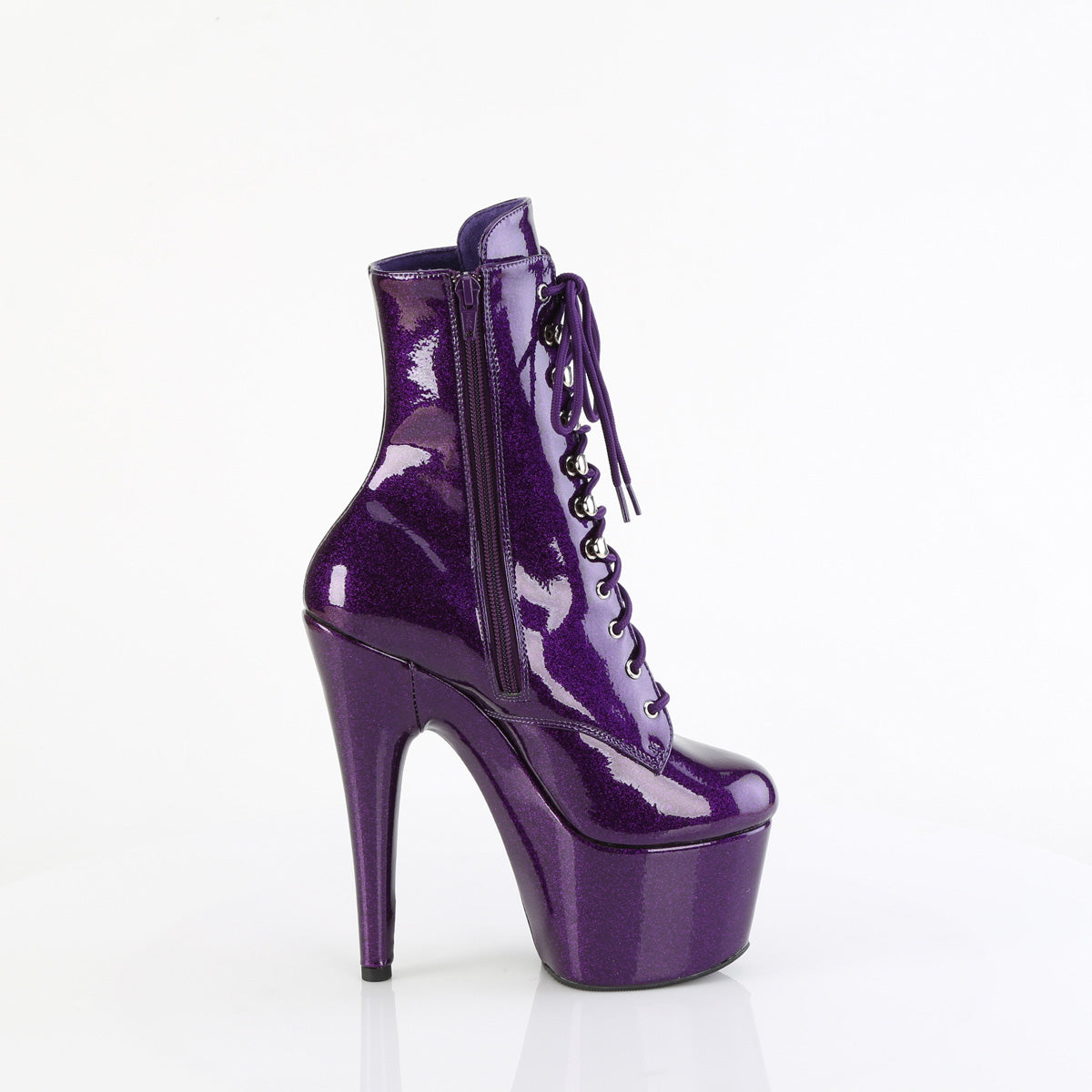 ADORE-1020GP Pleaser Purple Glitter 7 Inch Lap Dance Ankle Boots