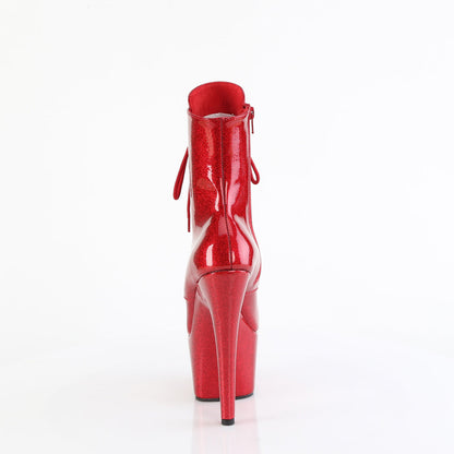 ADORE-1020GP Pleaser Red Glitter 7 Inch Glamour Ankle Boots