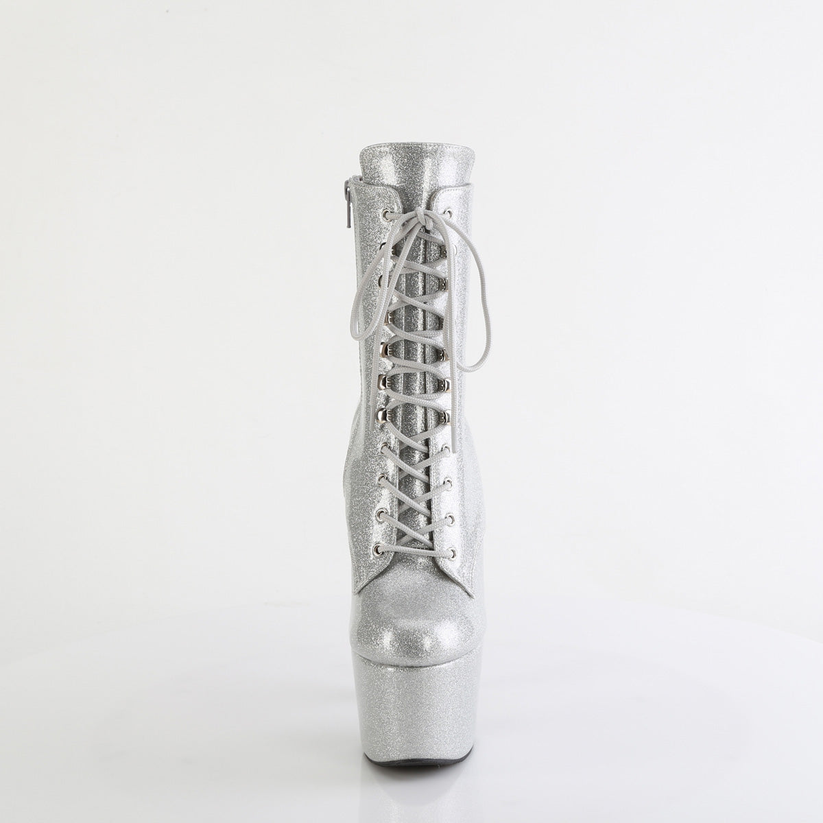 ADORE-1020GP Pleaser Silver Glitter 7 Inch Platform Ankle Boots