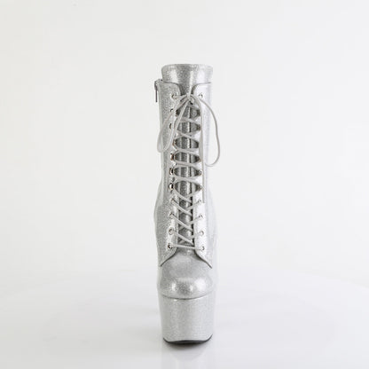 ADORE-1020GP Pleaser Silver Glitter 7 Inch Platform Ankle Boots