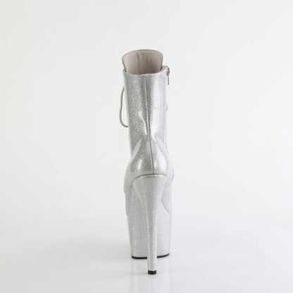 ADORE-1020GP Pleaser Silver Glitter 7 Inch Platform Ankle Boots