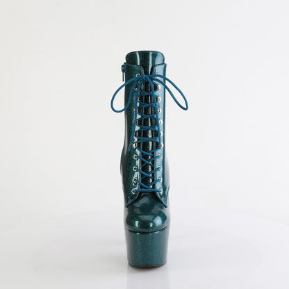ADORE-1020GP Pleaser Teal Glitter 7 Inch Pole Dancer Ankle Boots