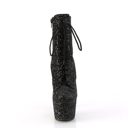 ADORE-1020GWR Pleaser Black Glitter 7 Inch Lap Dance Ankle Boots