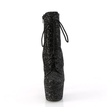 ADORE-1020GWR Pleaser Black Glitter 7 Inch Lap Dance Ankle Boots