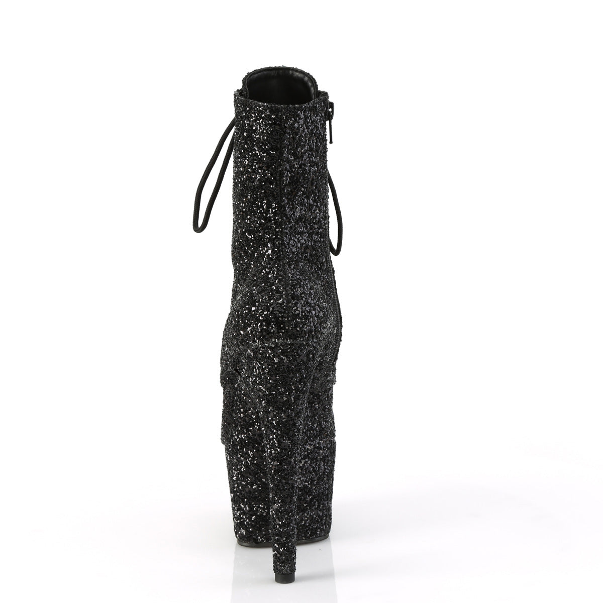 ADORE-1020GWR Pleaser Black Glitter 7 Inch Lap Dance Ankle Boots