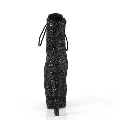ADORE-1020GWR Pleaser Black Glitter 7 Inch Lap Dance Ankle Boots