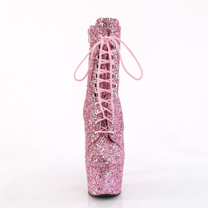 ADORE-1020GWR Pleaser Baby Pink Glitter 7 Inch Exotic Dancing Ankle Boots