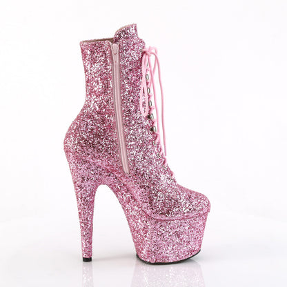 ADORE-1020GWR Pleaser Baby Pink Glitter 7 Inch Exotic Dancing Ankle Boots