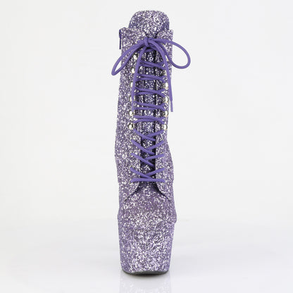 ADORE-1020GWR Pleaser Lilac Glitter 7 Inch Pole Heels Ankle Boots