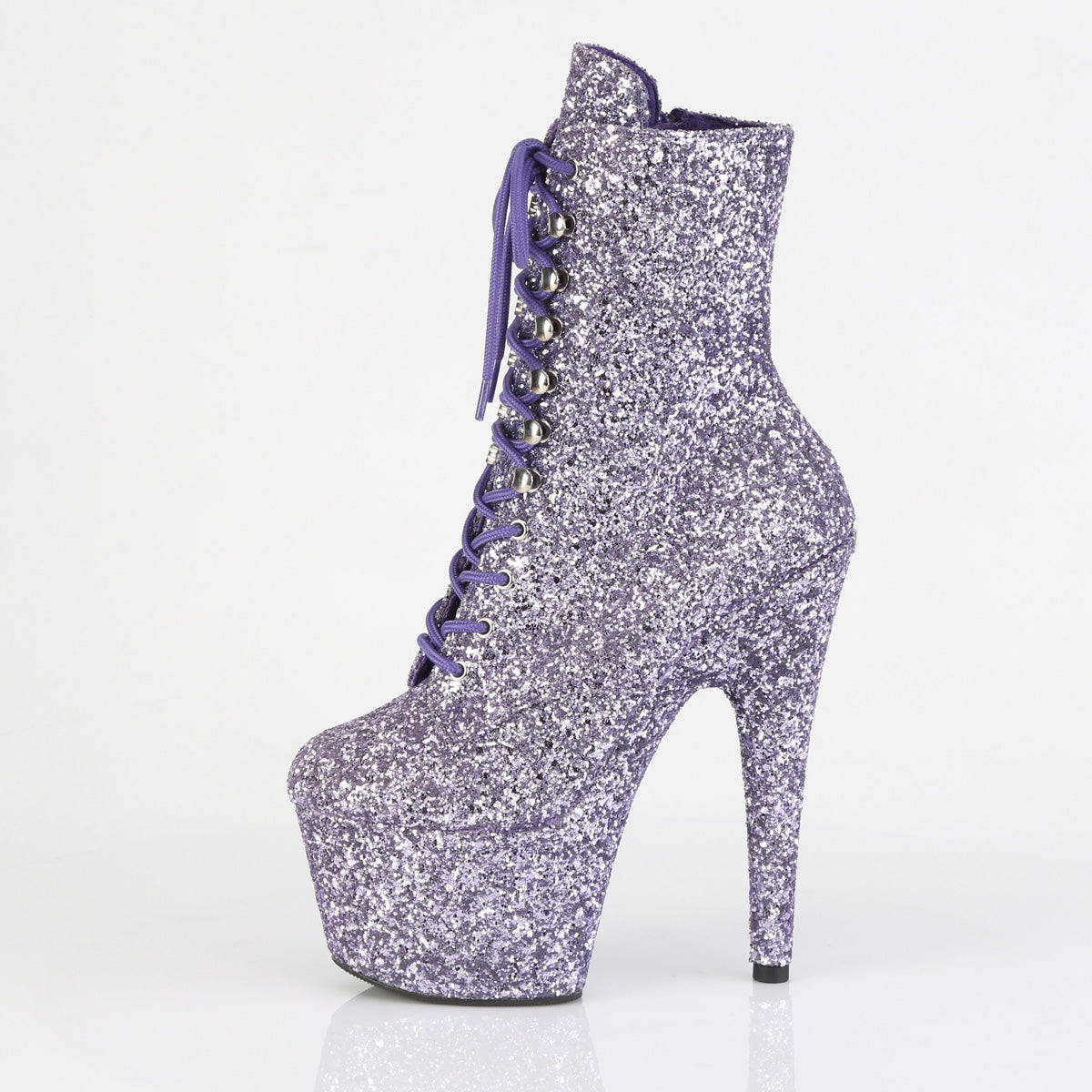 ADORE-1020GWR Pleaser Lilac Glitter 7 Inch Pole Heels Ankle Boots