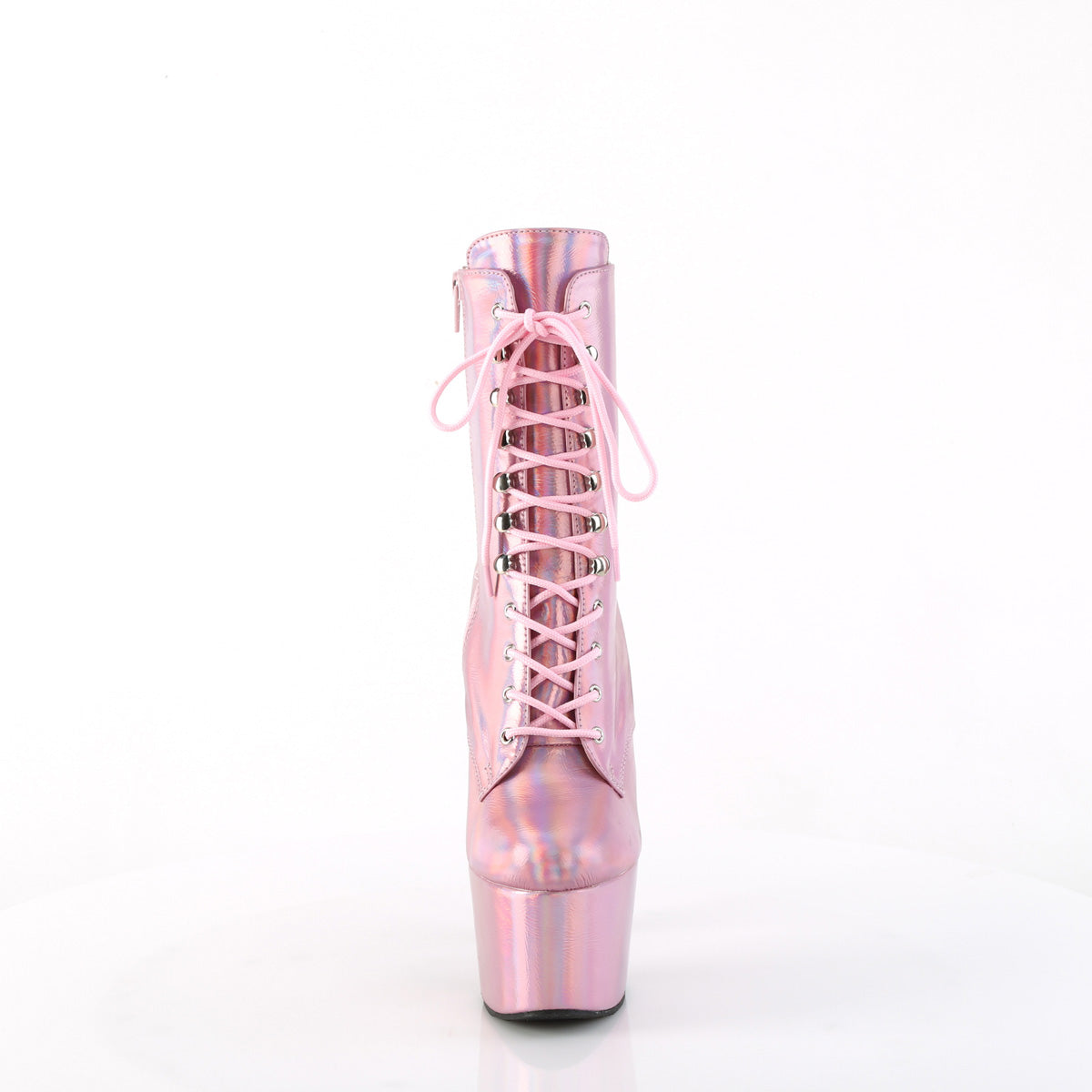ADORE-1020HG Pleaser Baby Pink Holo 7 Inch Platform Dancer Ankle Boots