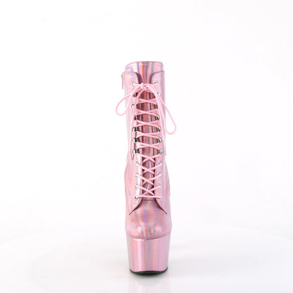 ADORE-1020HG Pleaser Baby Pink Holo 7 Inch Platform Dancer Ankle Boots