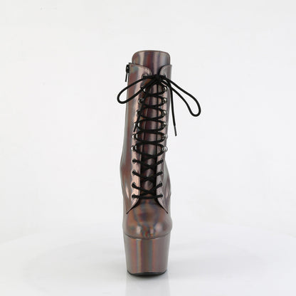 ADORE-1020HG Pleaser Gun Metal Holo 7 Inch Exotic Platform Ankle Boots