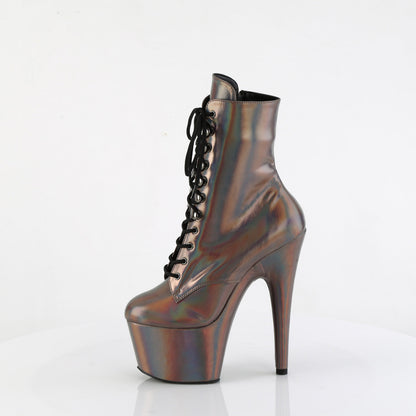 ADORE-1020HG Pleaser Gun Metal Holo 7 Inch Exotic Platform Ankle Boots