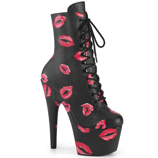 ADORE-1020KISSES Pleaser Black 7 Inch Exotic Dancer Ankle Boots