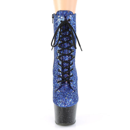 ADORE-1020MG Pleaser 7 Inch Blue Glitter Black Pole Dance Ankle Boots