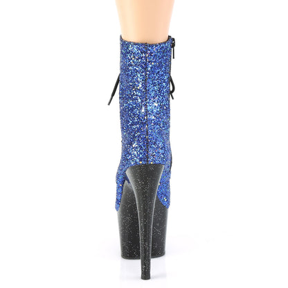 ADORE-1020MG Pleaser 7 Inch Blue Glitter Black Pole Dance Ankle Boots